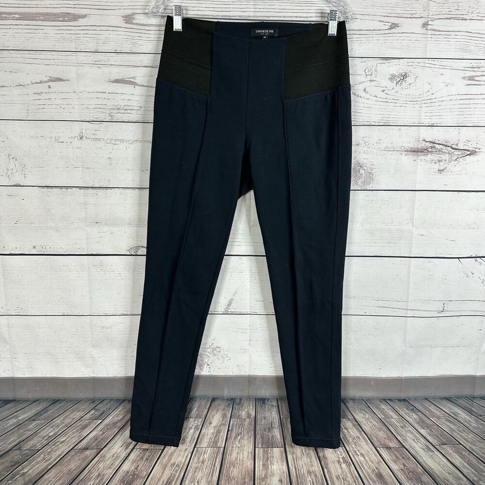 Lafayette 148 Pants Womens Medium Blue Pull on High Rise Office‎ Career Straight